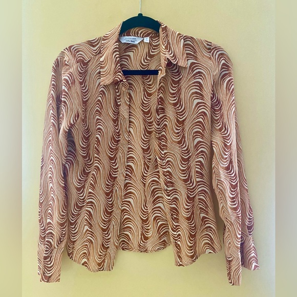 …and other stories Squiggle Print Silk Shirt in orange - Picture 3 of 7